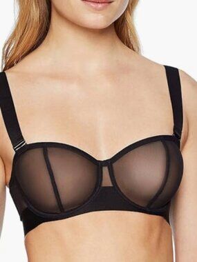 DKNY Women's Sheers Convertible Strapless Bra Black Size 38D 10345